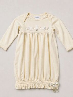 Squiggles by Charlie yellow lamb embroidered Pima cotton sleep gown